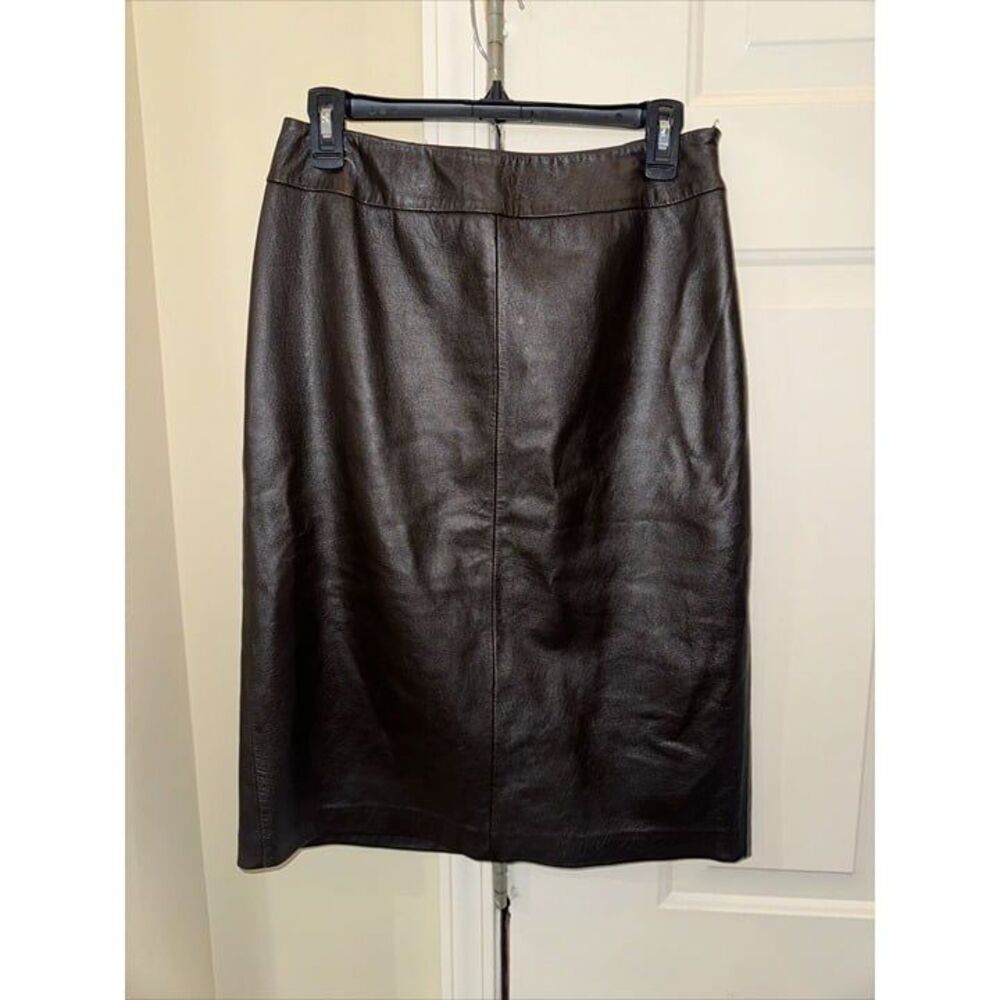 Classic Black Leather Pencil Skirt